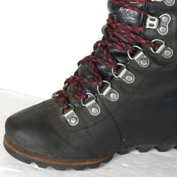 Sorel Women’s Conquest US 6 Black Leather Waterproof Wedge Ankle Winter Boots - Picture 12 of 16